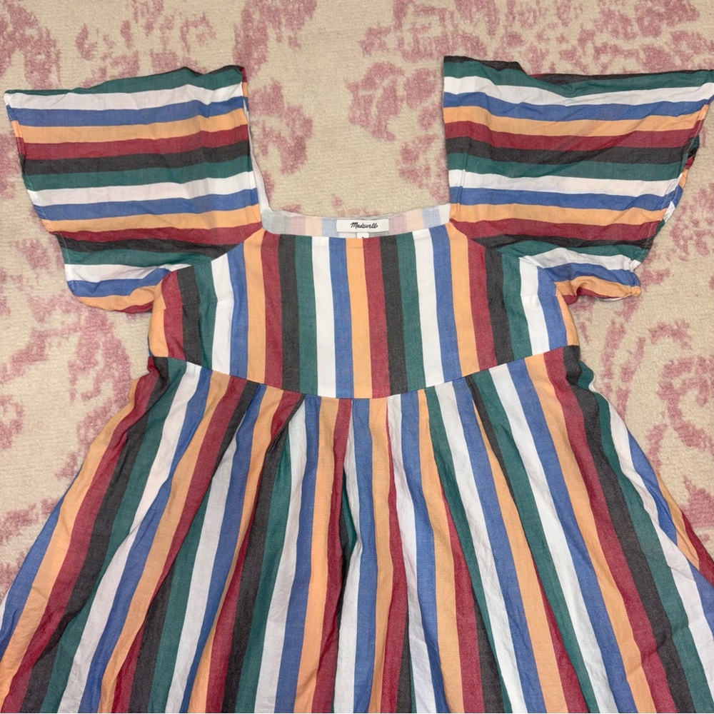 Madewell Multicolor Festival Stripe Square-Neck Mini Dress Women’s S - Picture 2 of 10